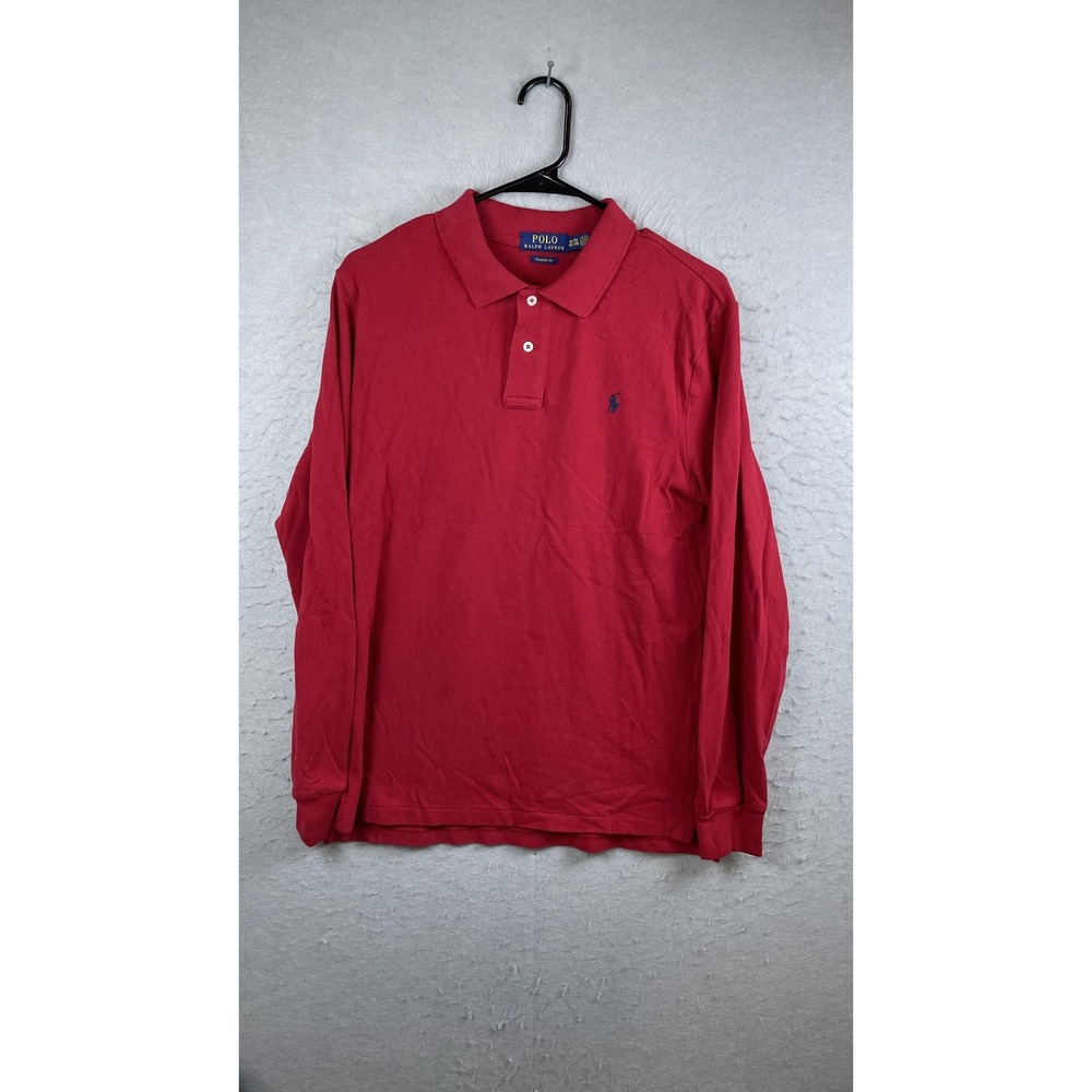 Polo Ralph Lauren Polo Shirt Boys XL‎ Red Classic Fit Long Sleeve Pique
